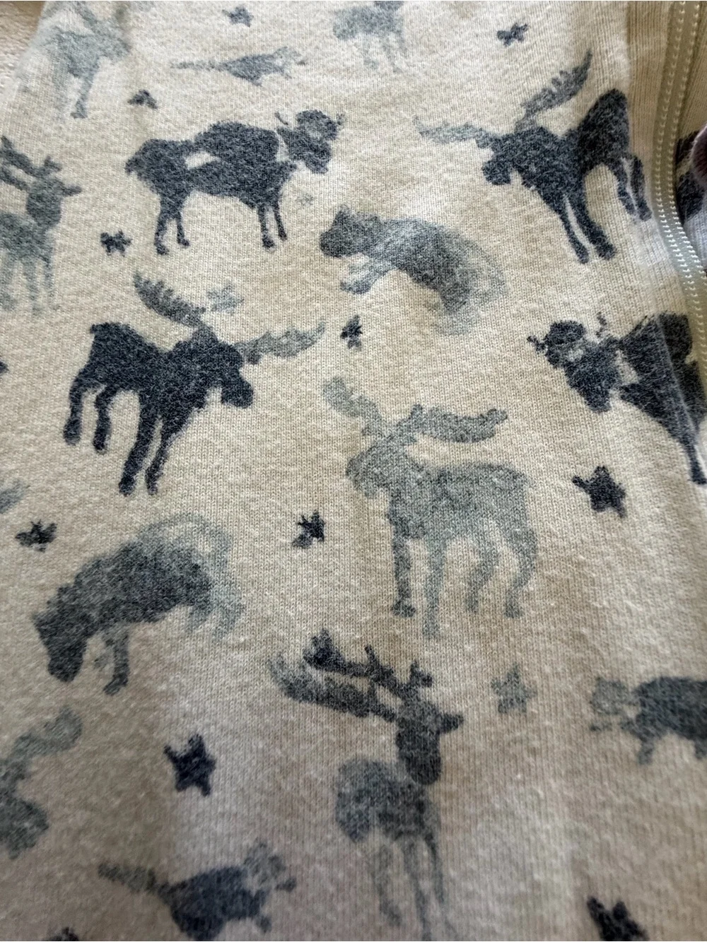 2 piece Burt’s Bees Kids One-Piece Footed Pajama - Purple and Moose Print - 12M